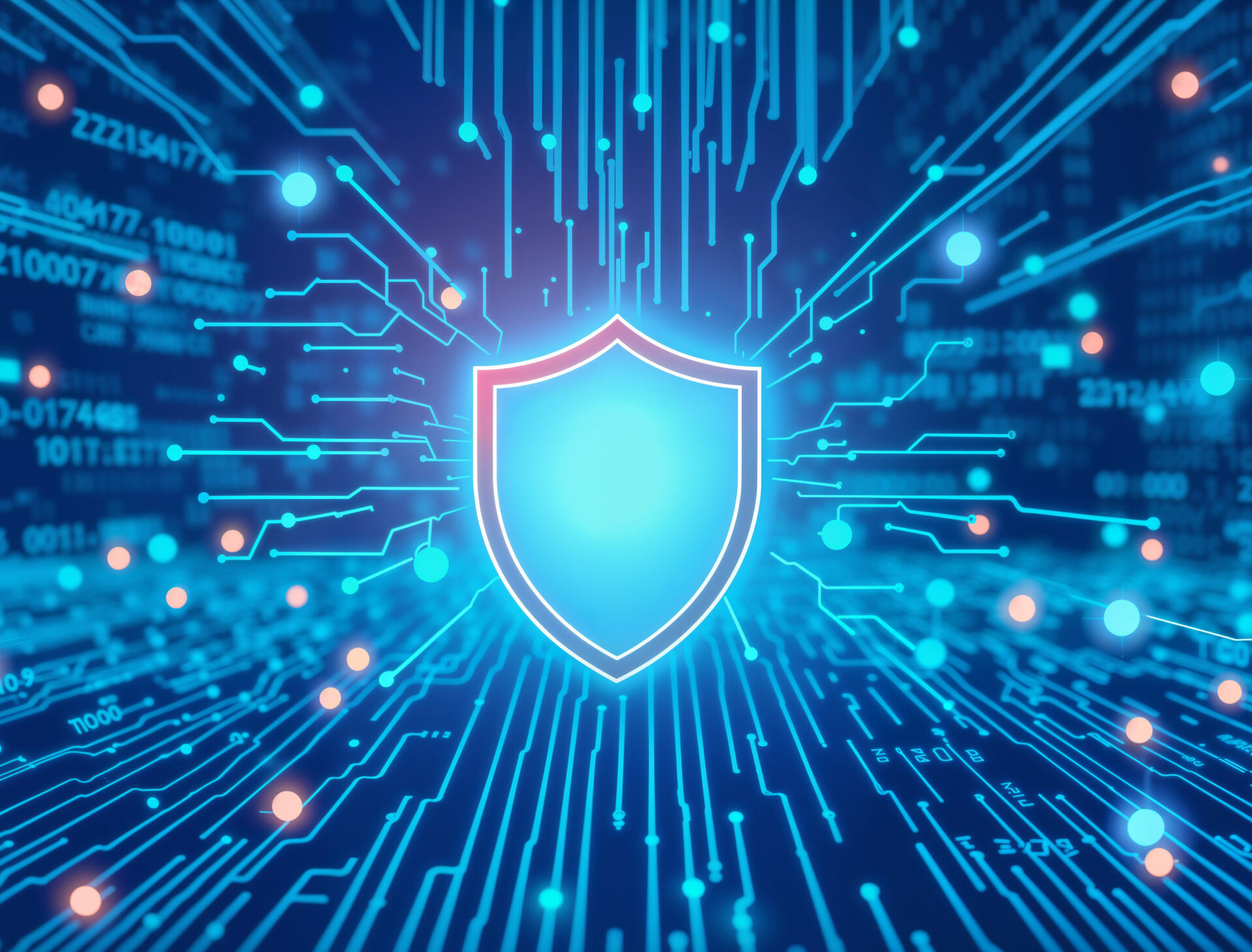 A digital shield representing cybersecurity, illustrating the focus of the Binary Brains Club at USAL University on protecting data and systems.