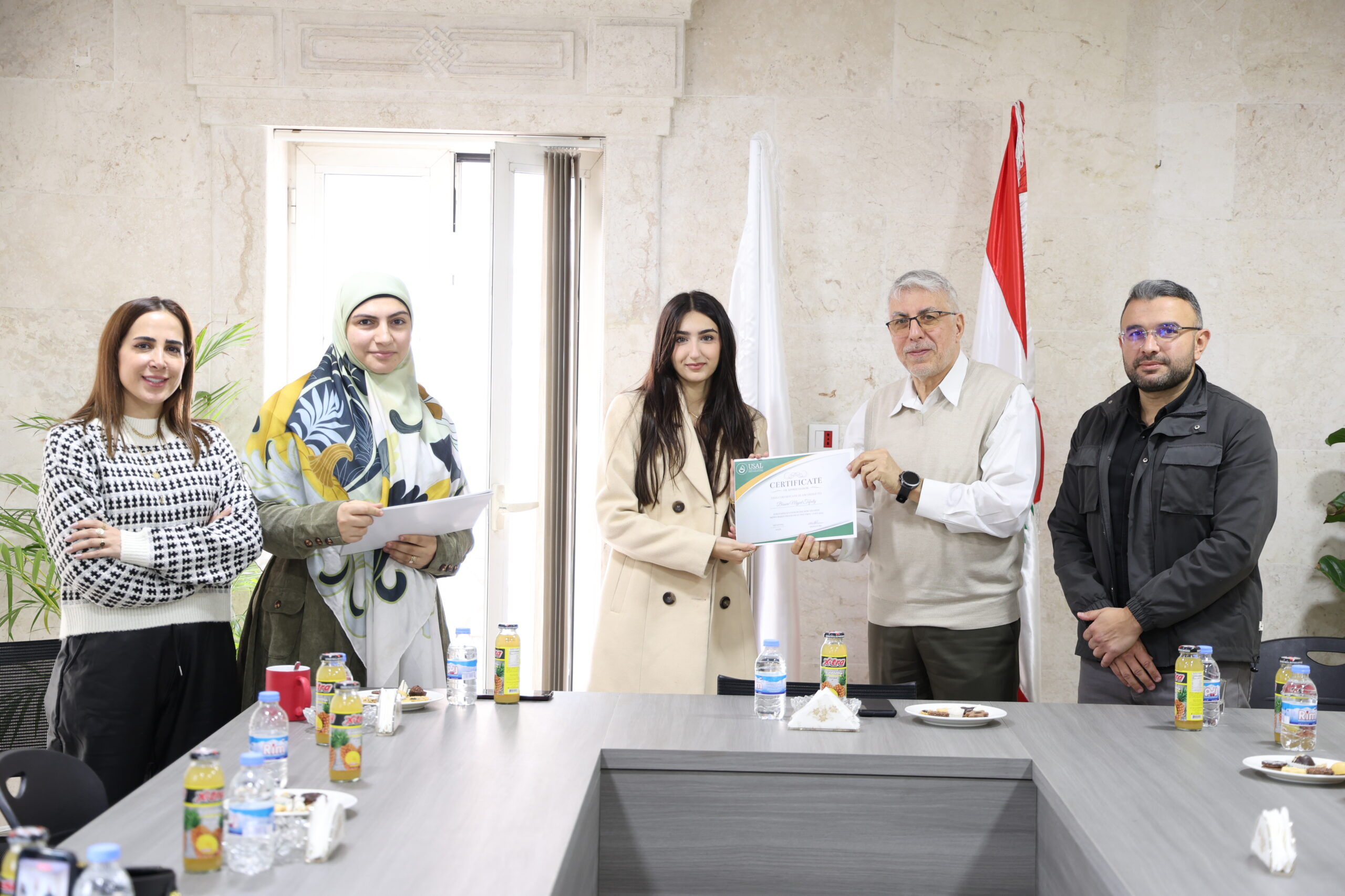 USAL University in Lebanon honors the student mentorship team during an academic ceremony on campus with faculty and students in attendance.