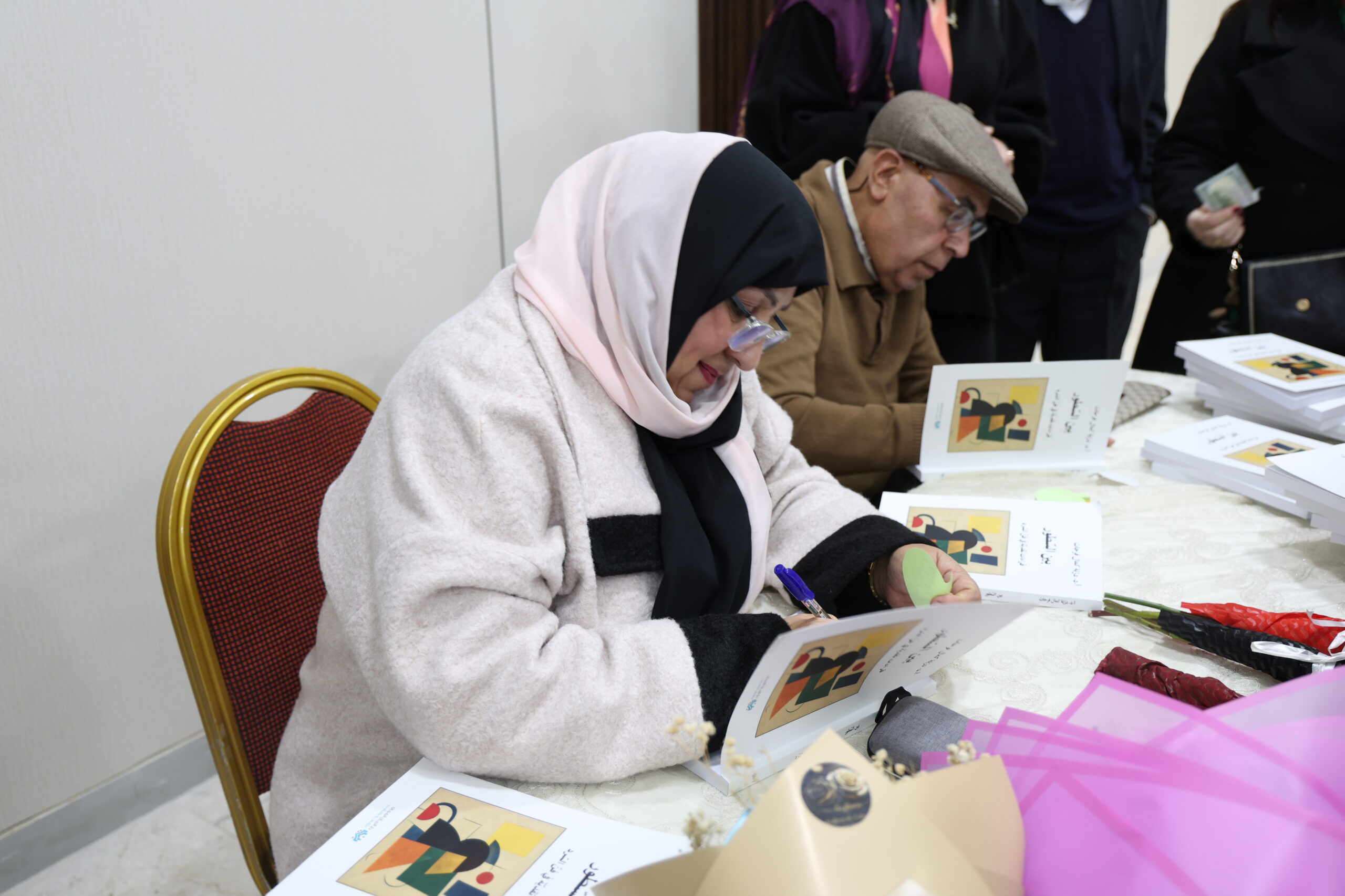 Faculty member presenting during an intellectual seminar on narrative art at USAL University campus in Lebanon with students in attendance