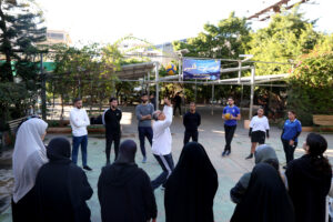 Participants attending the “School Volleyball Teacher” workshop at USAL University in Lebanon, developing practical skills within a higher education campus environment.