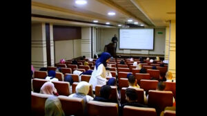 Students and faculty attending the Together Against Cancer scientific seminar at USAL University campus in Lebanon.