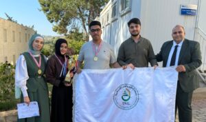 USAL University students celebrating after winning the Lebanon Debate Championship and qualifying for the international competition in Qatar.